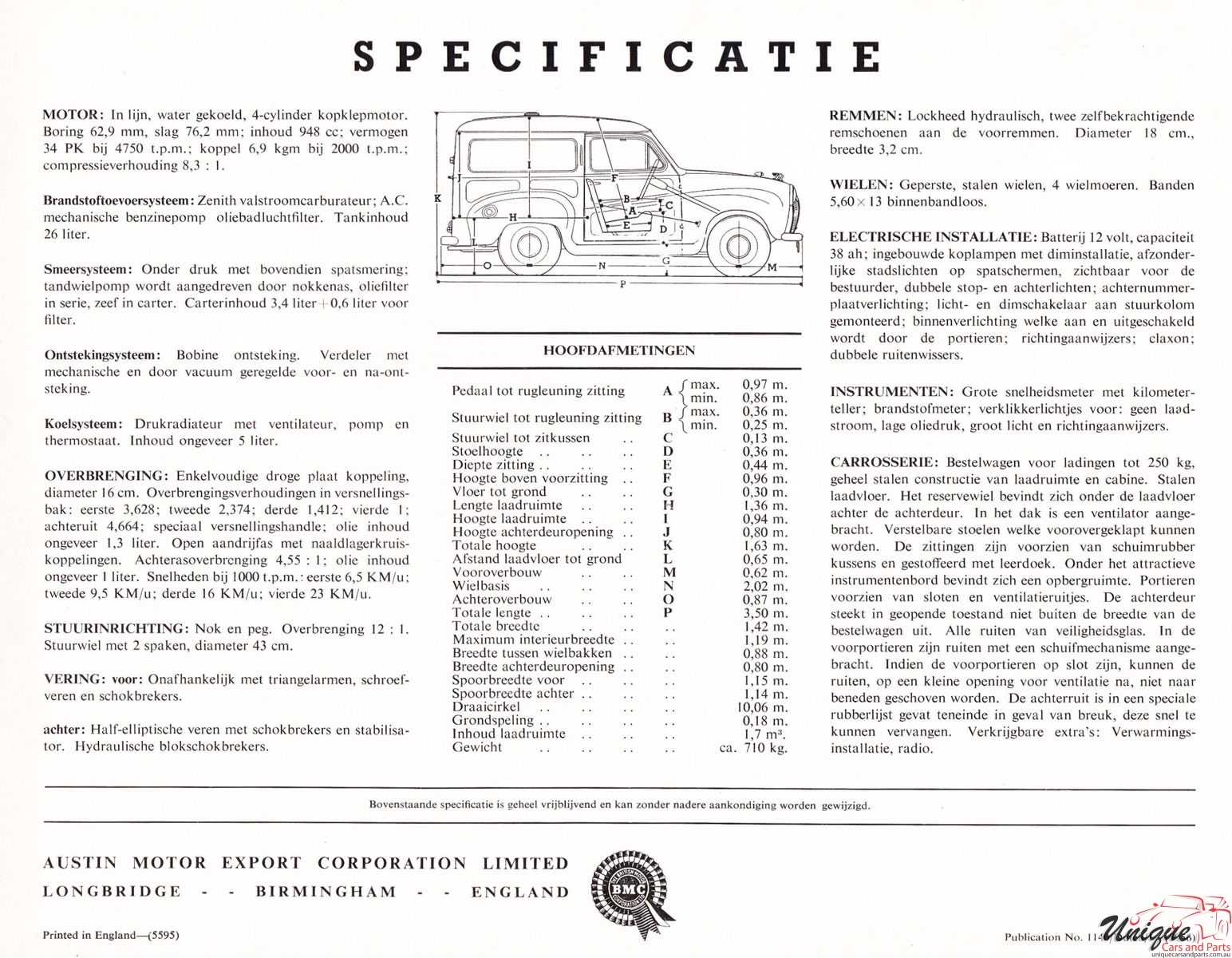 1959 Austin A35 Van Brochure Page 4